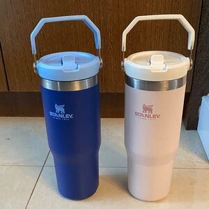 2 Stanley Ice Flow Flip Straw Stainless Steel 30 OZ Tumblers Pink and Blue